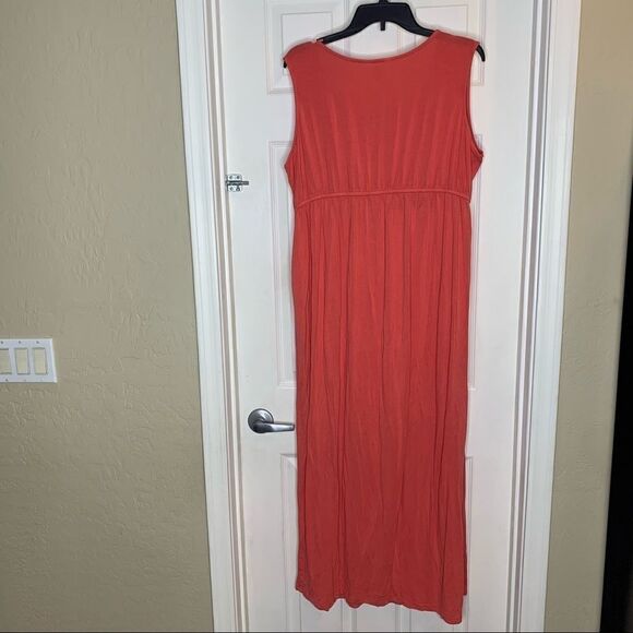 Three Seasons Maternity Coral Color Maxi Dress Size 2X - Picture 6 of 8